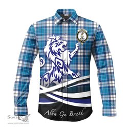 ScotsTee Shop Scottish Roberton Clan Crest Tartan Alba Gu Brath Regal Lion Emblem Long Sleeve Shirt