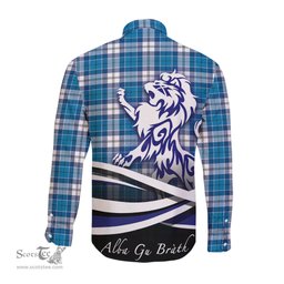ScotsTee Shop Scottish Roberton Clan Crest Tartan Alba Gu Brath Regal Lion Emblem Long Sleeve Shirt