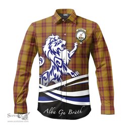 ScotsTee Shop Scottish MacMillan Dress Clan Crest Tartan Alba Gu Brath Regal Lion Emblem Long Sleeve Shirt