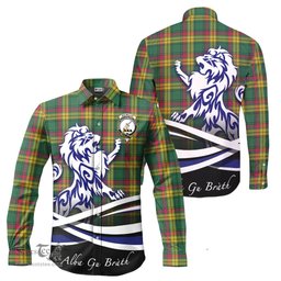 ScotsTee Shop Scottish MacMillan Old Ancient Clan Crest Tartan Alba Gu Brath Regal Lion Emblem Long Sleeve Shirt