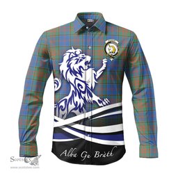 ScotsTee Shop Scottish Stewart of Appin Hunting Ancient Clan Crest Tartan Alba Gu Brath Regal Lion Emblem Long Sleeve Shirt