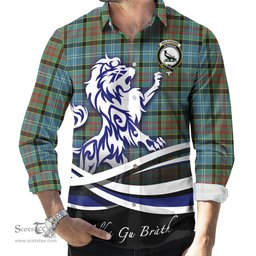 ScotsTee Shop Scottish Walkinshaw Clan Crest Tartan Alba Gu Brath Regal Lion Emblem Long Sleeve Shirt