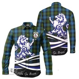 ScotsTee Shop Scottish MacNeil of Barra Clan Crest Tartan Alba Gu Brath Regal Lion Emblem Long Sleeve Shirt