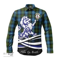 ScotsTee Shop Scottish MacNeil of Barra Clan Crest Tartan Alba Gu Brath Regal Lion Emblem Long Sleeve Shirt