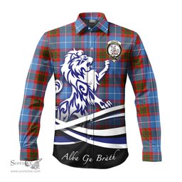ScotsTee Shop Scottish Trotter Clan Crest Tartan Alba Gu Brath Regal Lion Emblem Long Sleeve Shirt