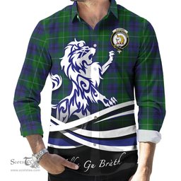 ScotsTee Shop Scottish Oliphant Clan Crest Tartan Alba Gu Brath Regal Lion Emblem Long Sleeve Shirt