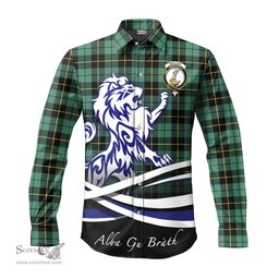 ScotsTee Shop Scottish Wallace Hunting Ancient Clan Crest Tartan Alba Gu Brath Regal Lion Emblem Long Sleeve Shirt