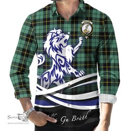 ScotsTee Shop Scottish Wallace Hunting Ancient Clan Crest Tartan Alba Gu Brath Regal Lion Emblem Long Sleeve Shirt
