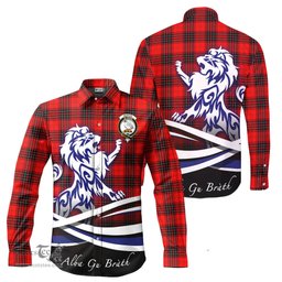 ScotsTee Shop Scottish Wemyss Modern Clan Crest Tartan Alba Gu Brath Regal Lion Emblem Long Sleeve Shirt