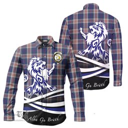 ScotsTee Shop Scottish Stewart of Appin Hunting Dress Clan Crest Tartan Alba Gu Brath Regal Lion Emblem Long Sleeve Shirt