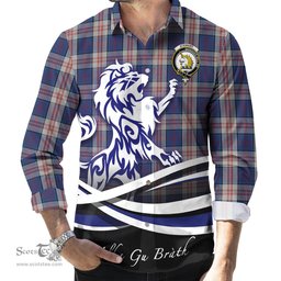 ScotsTee Shop Scottish Stewart of Appin Hunting Dress Clan Crest Tartan Alba Gu Brath Regal Lion Emblem Long Sleeve Shirt
