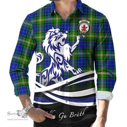 ScotsTee Shop Scottish Maitland Clan Crest Tartan Alba Gu Brath Regal Lion Emblem Long Sleeve Shirt