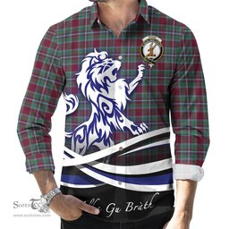 ScotsTee Shop Scottish Spens (Spence) Clan Crest Tartan Alba Gu Brath Regal Lion Emblem Long Sleeve Shirt