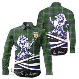 ScotsTee Shop Scottish Pringle Clan Crest Tartan Alba Gu Brath Regal Lion Emblem Long Sleeve Shirt
