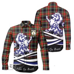 ScotsTee Shop Scottish Stewart Black Clan Crest Tartan Alba Gu Brath Regal Lion Emblem Long Sleeve Shirt
