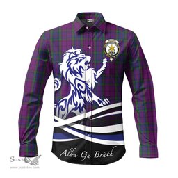 ScotsTee Shop Scottish Wardlaw Clan Crest Tartan Alba Gu Brath Regal Lion Emblem Long Sleeve Shirt