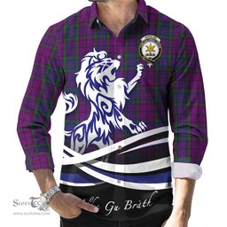 ScotsTee Shop Scottish Wardlaw Clan Crest Tartan Alba Gu Brath Regal Lion Emblem Long Sleeve Shirt