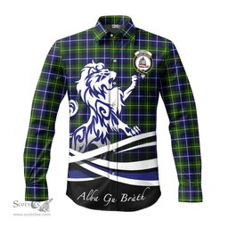 ScotsTee Shop Scottish MacNeil of Barra Modern Clan Crest Tartan Alba Gu Brath Regal Lion Emblem Long Sleeve Shirt