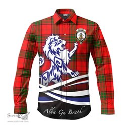 ScotsTee Shop Scottish Maxtone Clan Crest Tartan Alba Gu Brath Regal Lion Emblem Long Sleeve Shirt