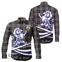 ScotsTee Shop Scottish Thompson Grey Clan Crest Tartan Alba Gu Brath Regal Lion Emblem Long Sleeve Shirt