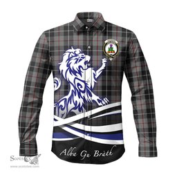 ScotsTee Shop Scottish Thompson Grey Clan Crest Tartan Alba Gu Brath Regal Lion Emblem Long Sleeve Shirt