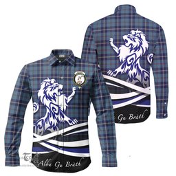 ScotsTee Shop Scottish MacRaes of America Clan Crest Tartan Alba Gu Brath Regal Lion Emblem Long Sleeve Shirt