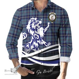 ScotsTee Shop Scottish MacRaes of America Clan Crest Tartan Alba Gu Brath Regal Lion Emblem Long Sleeve Shirt