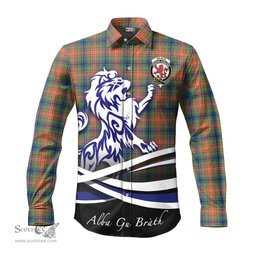 ScotsTee Shop Scottish Wilson Ancient Clan Crest Tartan Alba Gu Brath Regal Lion Emblem Long Sleeve Shirt