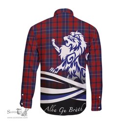ScotsTee Shop Scottish Wishart Dress Clan Crest Tartan Alba Gu Brath Regal Lion Emblem Long Sleeve Shirt
