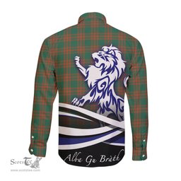 ScotsTee Shop Scottish Menzies Green Ancient Clan Crest Tartan Alba Gu Brath Regal Lion Emblem Long Sleeve Shirt