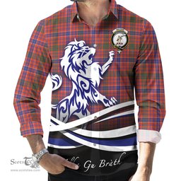 ScotsTee Shop Scottish MacRae Ancient Clan Crest Tartan Alba Gu Brath Regal Lion Emblem Long Sleeve Shirt