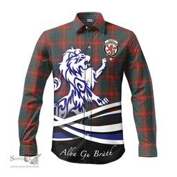 ScotsTee Shop Scottish Wilson Modern Clan Crest Tartan Alba Gu Brath Regal Lion Emblem Long Sleeve Shirt
