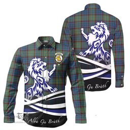 ScotsTee Shop Scottish Nicolson Hunting Ancient Clan Crest Tartan Alba Gu Brath Regal Lion Emblem Long Sleeve Shirt
