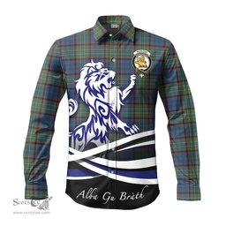 ScotsTee Shop Scottish Nicolson Hunting Ancient Clan Crest Tartan Alba Gu Brath Regal Lion Emblem Long Sleeve Shirt