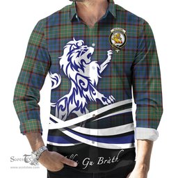 ScotsTee Shop Scottish Nicolson Hunting Ancient Clan Crest Tartan Alba Gu Brath Regal Lion Emblem Long Sleeve Shirt