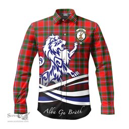 ScotsTee Shop Scottish Spens Modern Clan Crest Tartan Alba Gu Brath Regal Lion Emblem Long Sleeve Shirt