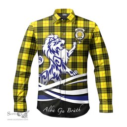 ScotsTee Shop Scottish MacLeod of Lewis Modern Clan Crest Tartan Alba Gu Brath Regal Lion Emblem Long Sleeve Shirt