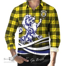 ScotsTee Shop Scottish MacLeod of Lewis Modern Clan Crest Tartan Alba Gu Brath Regal Lion Emblem Long Sleeve Shirt