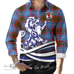 ScotsTee Shop Scottish Pentland Clan Crest Tartan Alba Gu Brath Regal Lion Emblem Long Sleeve Shirt