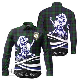 ScotsTee Shop Scottish Stewart Old Clan Crest Tartan Alba Gu Brath Regal Lion Emblem Long Sleeve Shirt