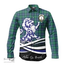 ScotsTee Shop Scottish Shaw Ancient Clan Crest Tartan Alba Gu Brath Regal Lion Emblem Long Sleeve Shirt