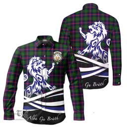 ScotsTee Shop Scottish Urquhart Modern Clan Crest Tartan Alba Gu Brath Regal Lion Emblem Long Sleeve Shirt