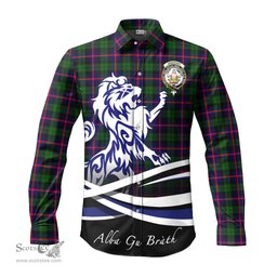 ScotsTee Shop Scottish Urquhart Modern Clan Crest Tartan Alba Gu Brath Regal Lion Emblem Long Sleeve Shirt