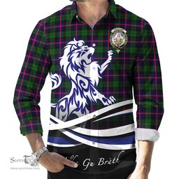 ScotsTee Shop Scottish Urquhart Modern Clan Crest Tartan Alba Gu Brath Regal Lion Emblem Long Sleeve Shirt