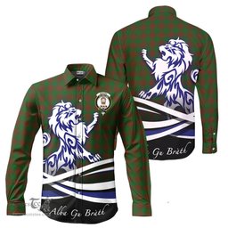 ScotsTee Shop Scottish Menzies Clan Crest Tartan Alba Gu Brath Regal Lion Emblem Long Sleeve Shirt