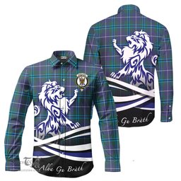 ScotsTee Shop Scottish Sandilands Clan Crest Tartan Alba Gu Brath Regal Lion Emblem Long Sleeve Shirt