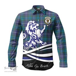ScotsTee Shop Scottish Sandilands Clan Crest Tartan Alba Gu Brath Regal Lion Emblem Long Sleeve Shirt