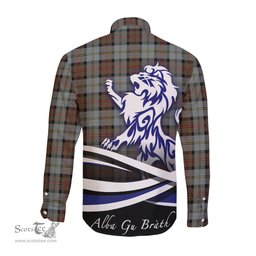ScotsTee Shop Scottish MacLeod of Harris Weathered Clan Crest Tartan Alba Gu Brath Regal Lion Emblem Long Sleeve Shirt