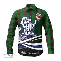 ScotsTee Shop Scottish Primrose Clan Crest Tartan Alba Gu Brath Regal Lion Emblem Long Sleeve Shirt