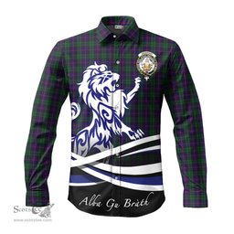 ScotsTee Shop Scottish Urquhart Clan Crest Tartan Alba Gu Brath Regal Lion Emblem Long Sleeve Shirt